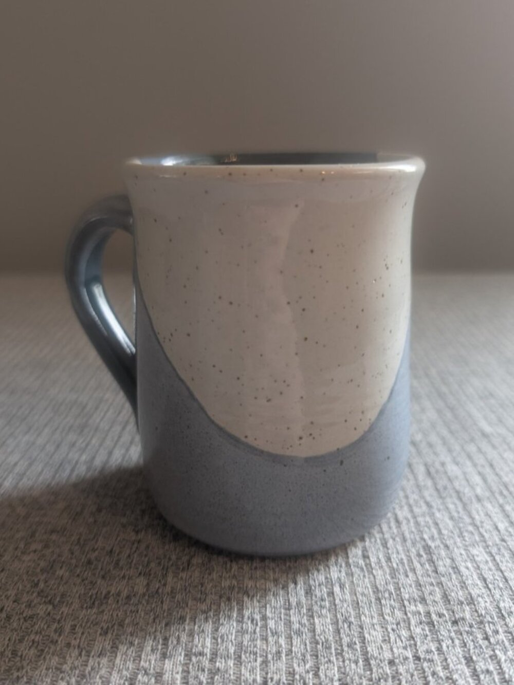 Ceramic Glazed Blue and White Coffee Mug, Signed, EUC